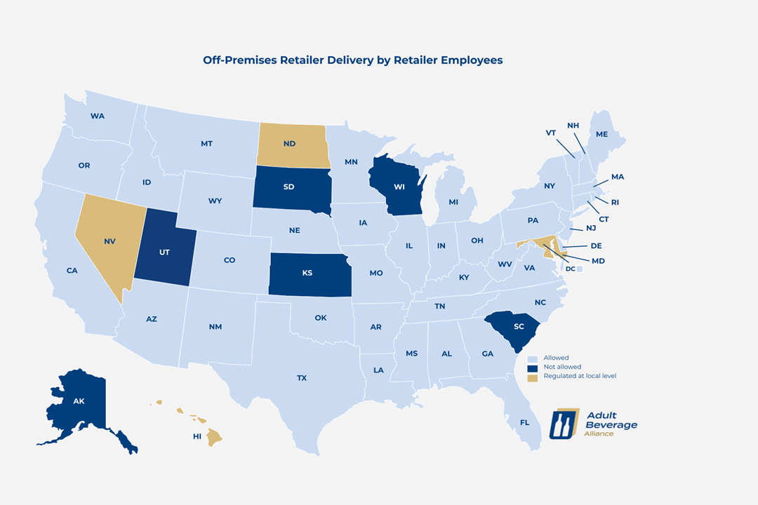 Off-premises retailer delivery by retailer employees