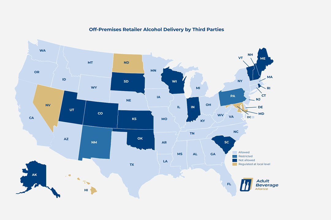 Off-premises retailer delivery by third parties